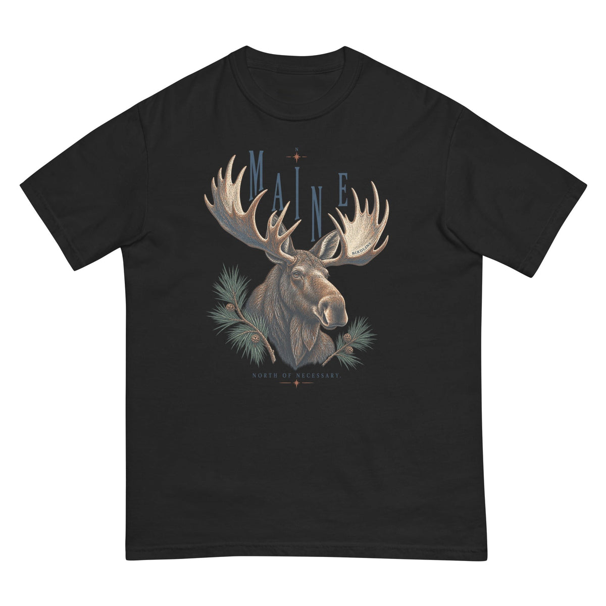 Maine North of Necessary Moose T-Shirt premium-quality garment detail