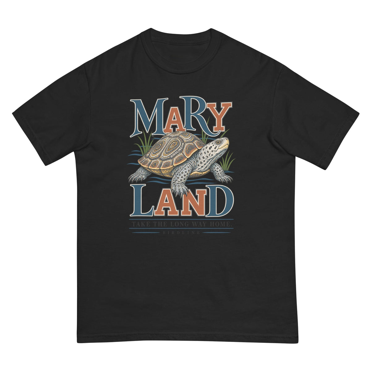 Maryland Take the Long Way Home Turtle T-Shirt premium-quality garment detail
