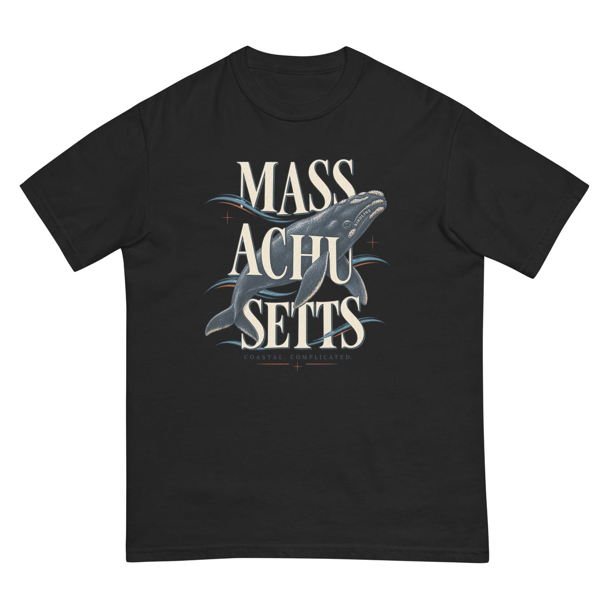 Massachusetts Coastal Complicated Whale T-Shirt premium-quality garment detail