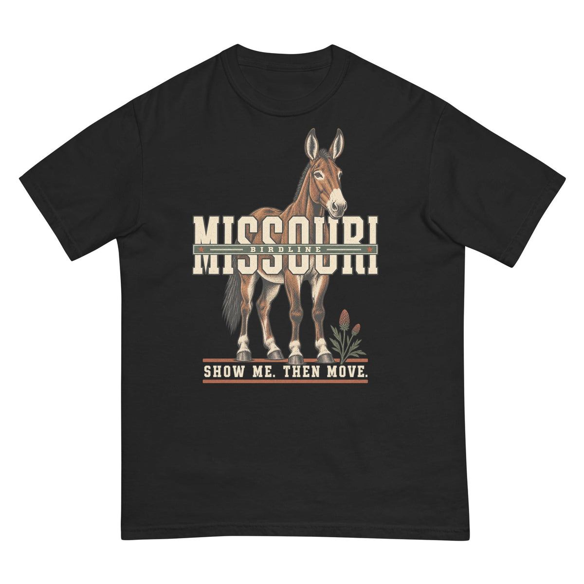 Missouri Show Me Then Move Mule T-Shirt premium-quality garment detail