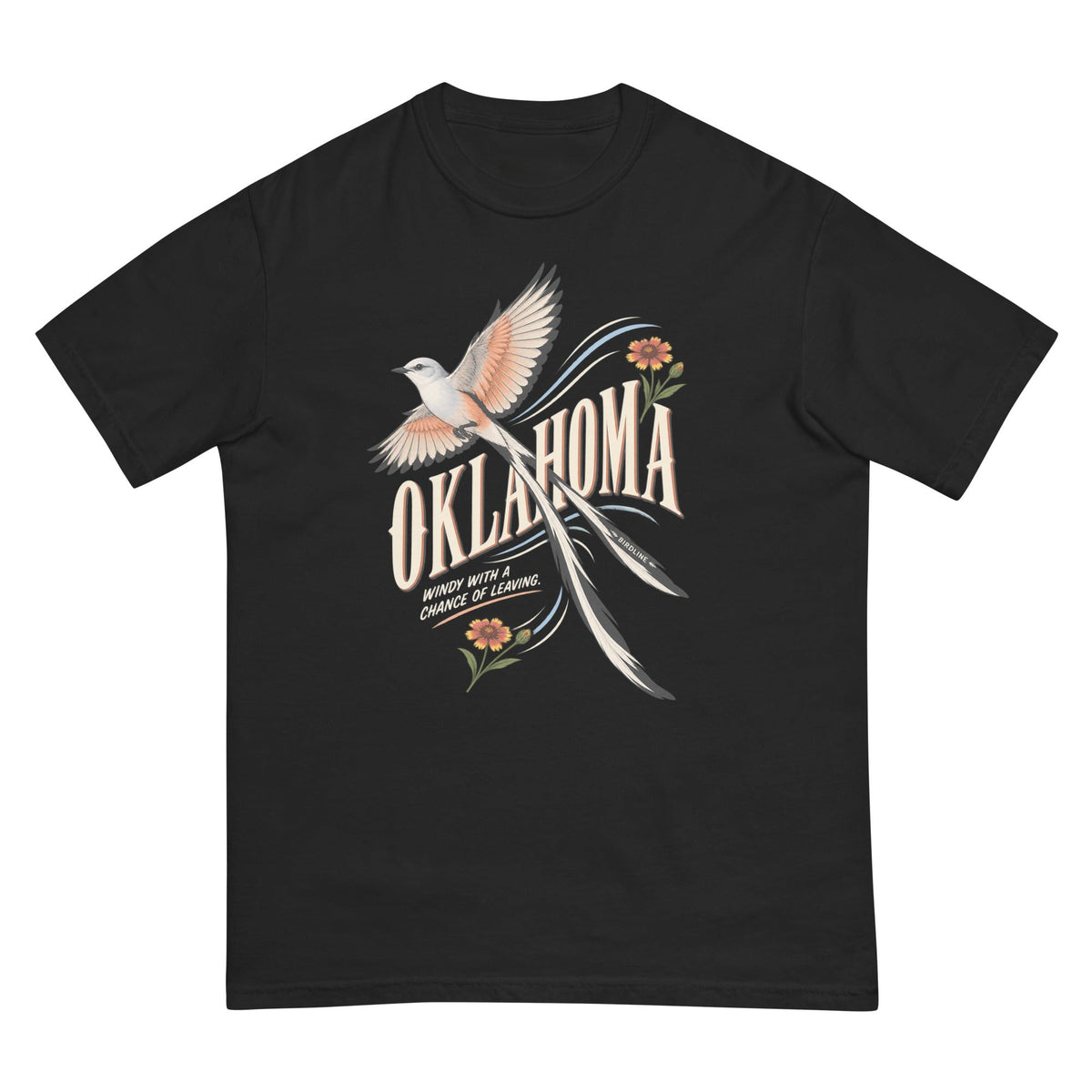 Oklahoma Wind with a Chance of Leaving Scissortail T-Shirt premium-quality garment detail