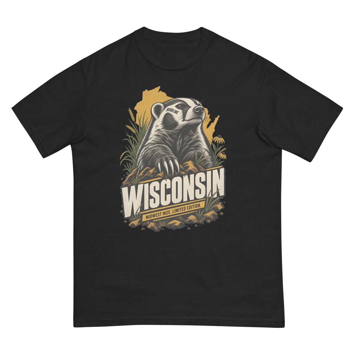 Wisconsin Midwest Nice Limited Edition Badger T-Shirt premium-quality garment detail