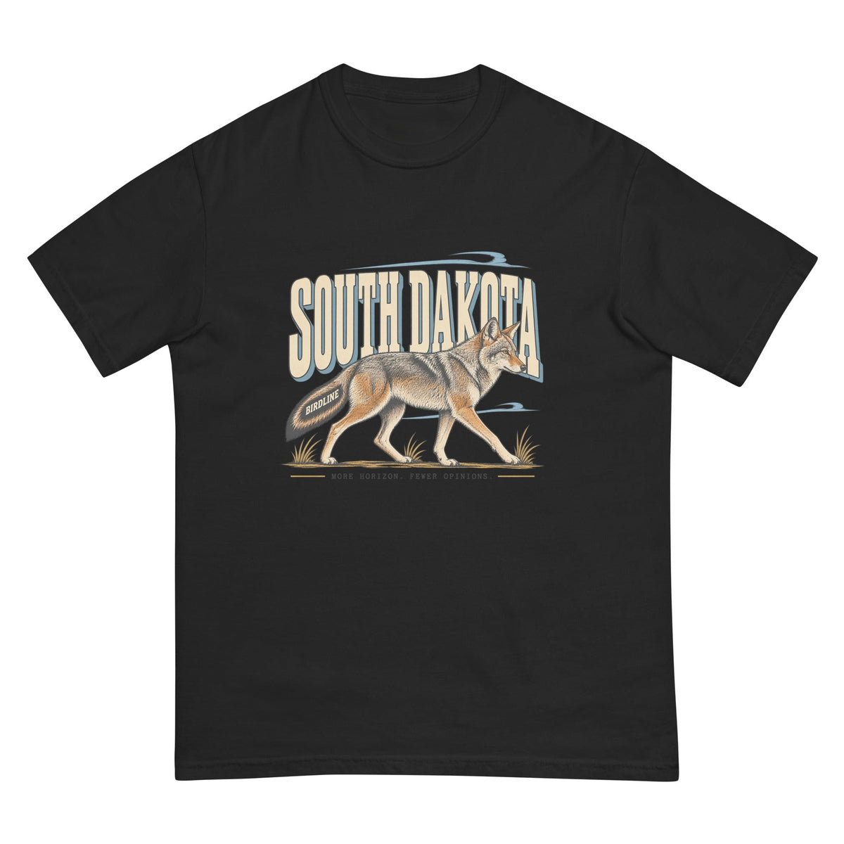 South Dakota More Horizon Fewer Opinions Coyote T-Shirt premium-quality garment detail