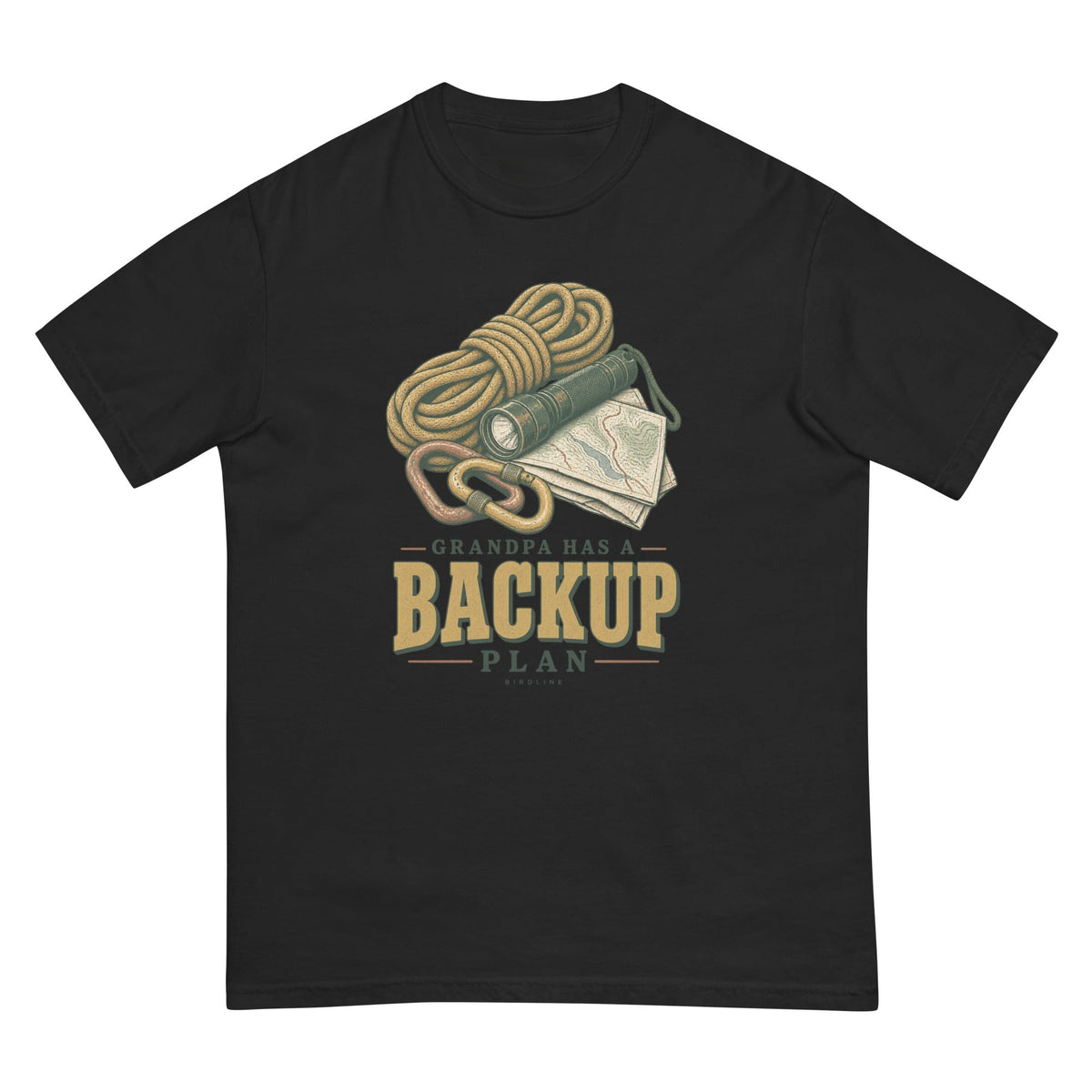 Grandpa Has a Backup Plan T-Shirt premium-quality garment detail