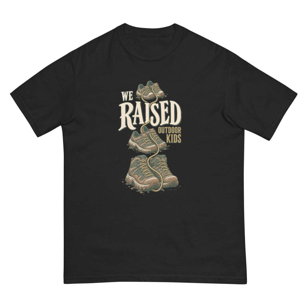 We Raised Outdoor Kids T-Shirt premium-quality garment detail