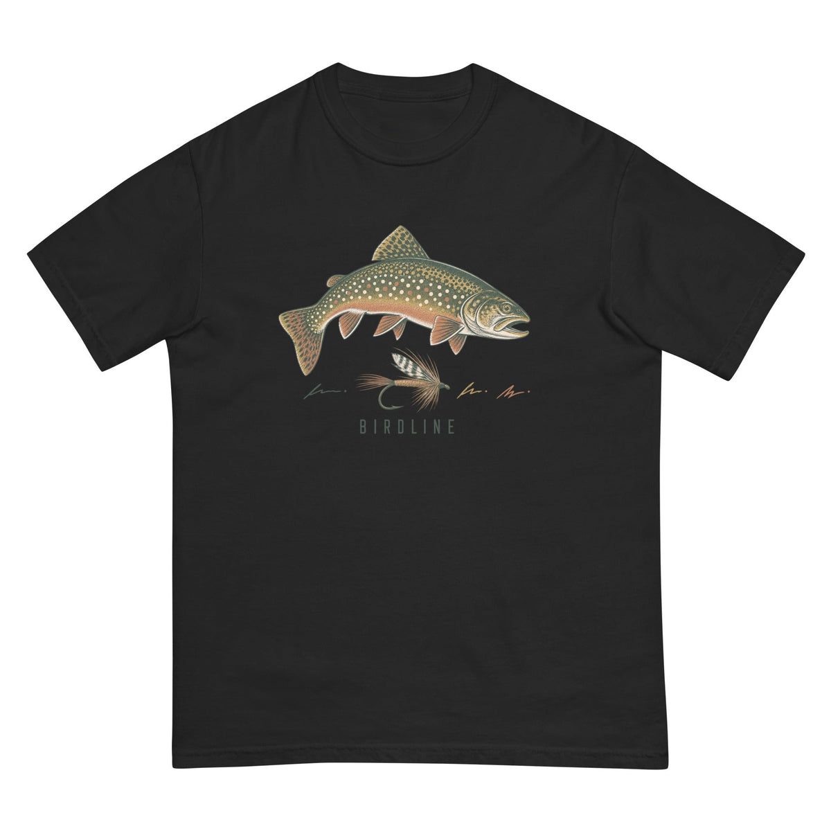 Trout and Fly T-Shirt premium-quality garment detail