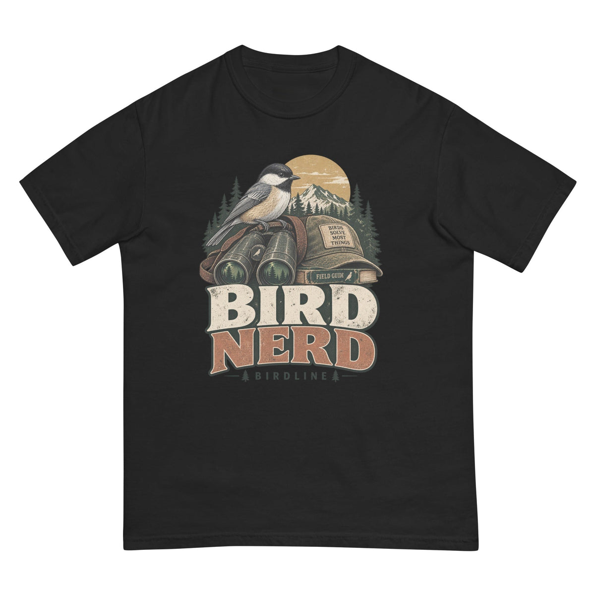 Bird Nerd Binoculars T-Shirt premium-quality garment detail