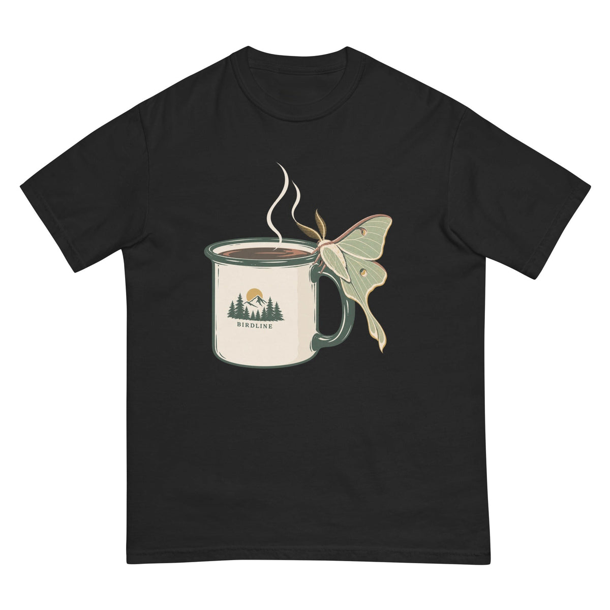 Coffee and Luna Moth T-Shirt premium-quality garment detail
