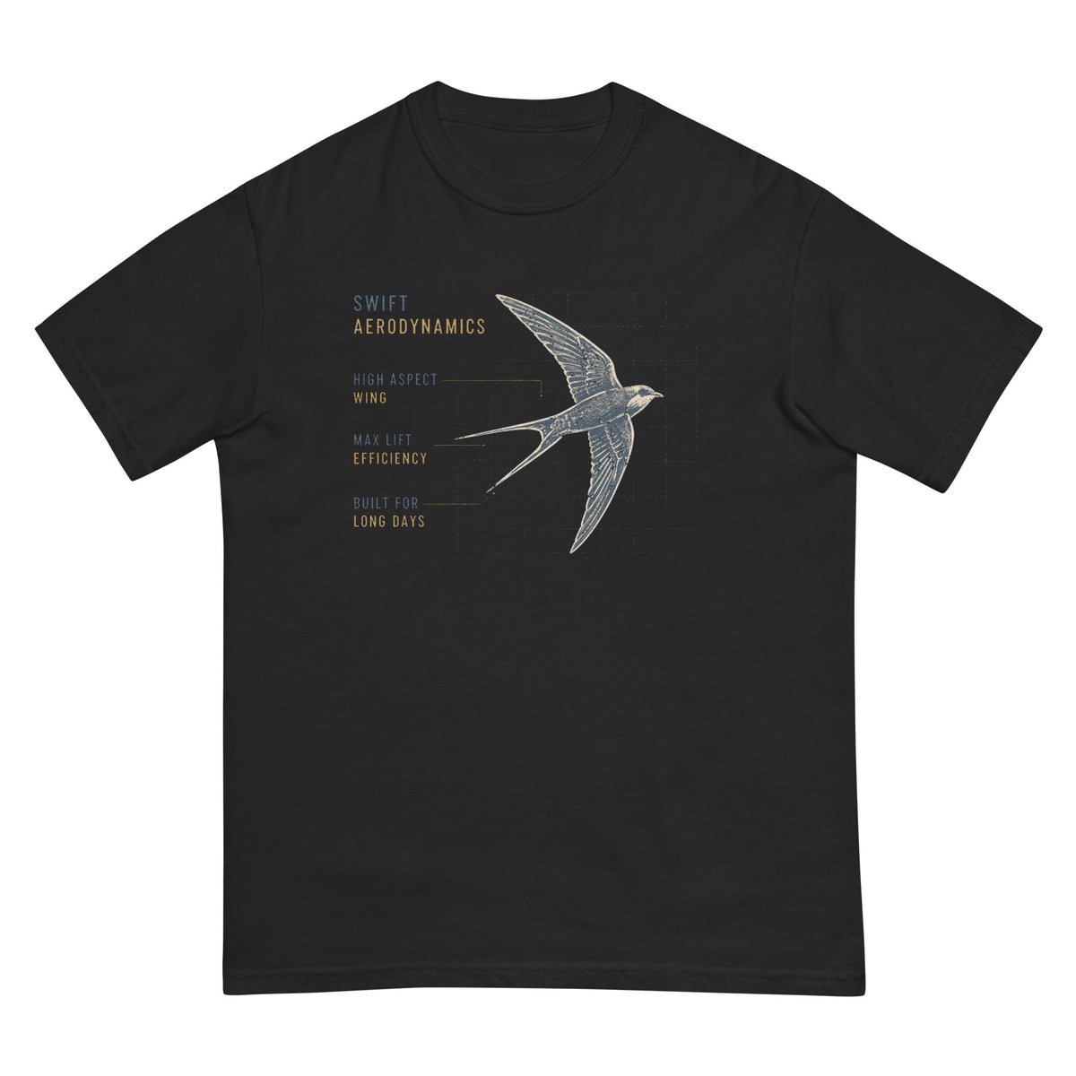Swift Aerodynamics High Aspect Wing Max Lift T-shirt premium-quality garment detail