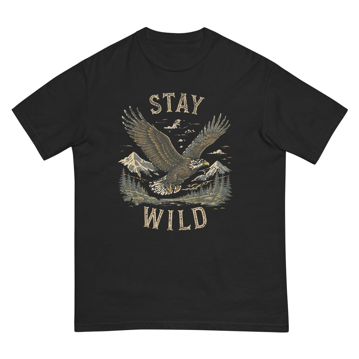 Stay Wild Eagle T-shirt premium-quality garment detail