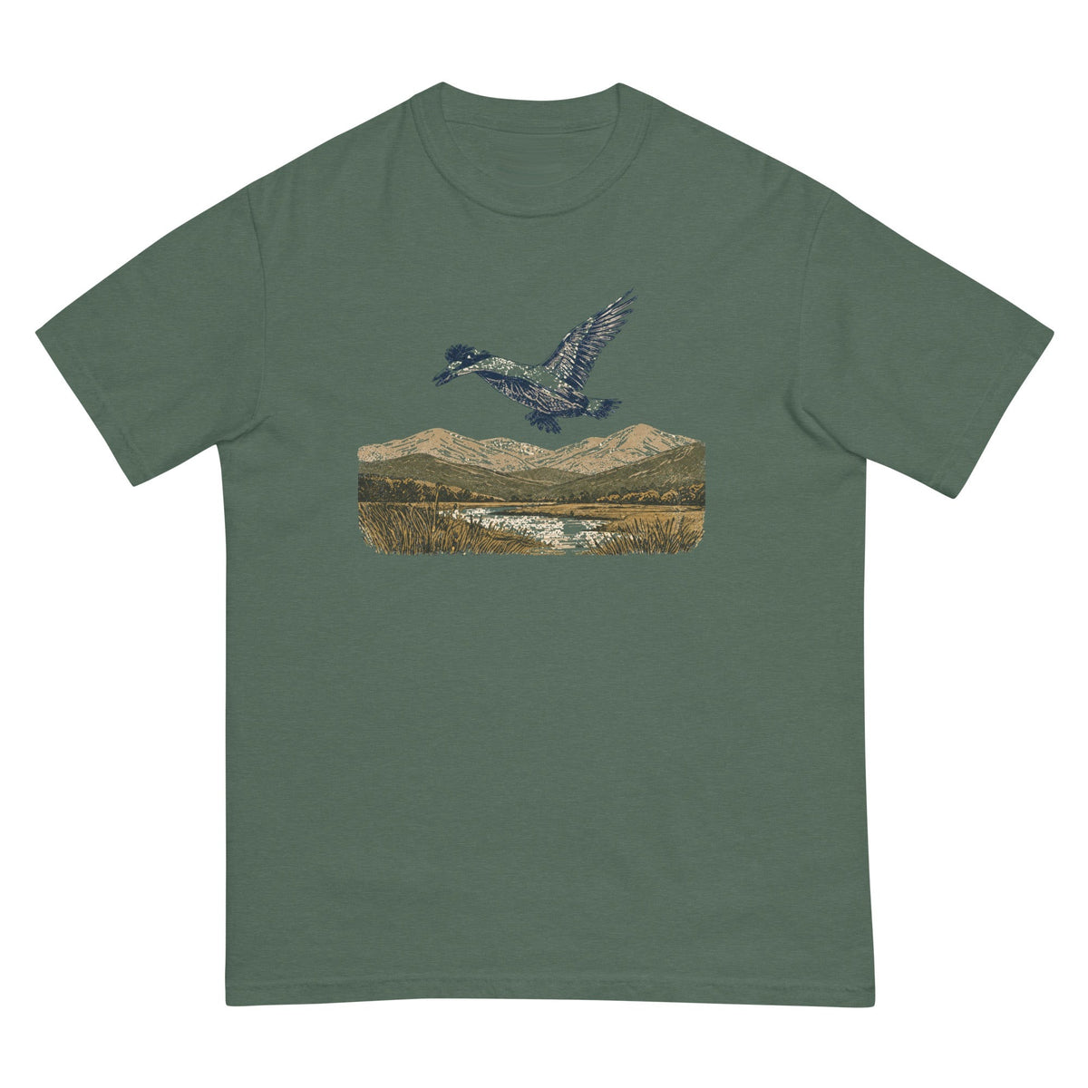 Flight Over the Valley T-shirt premium-quality garment detail