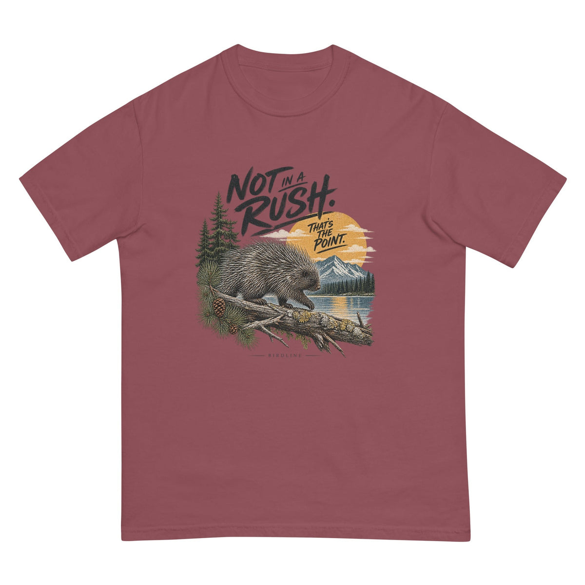 Not in a Rush That's the Point Porcupine T-Shirt premium-quality garment detail