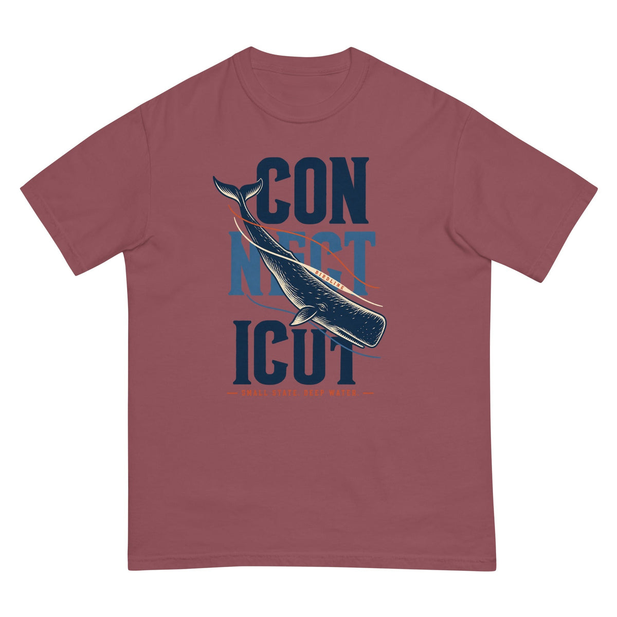 Connecticut Small State Deep Water Whale T-Shirt premium-quality garment detail