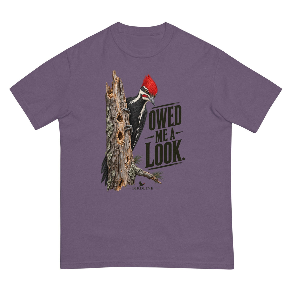 Owed Me a Look Pileated Woodpecker T-Shirt premium-quality garment detail