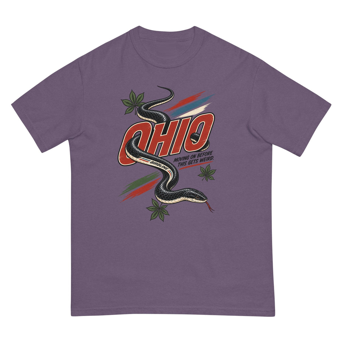 Ohio Moving on Before This Gets Weird Snake T-Shirt premium-quality garment detail