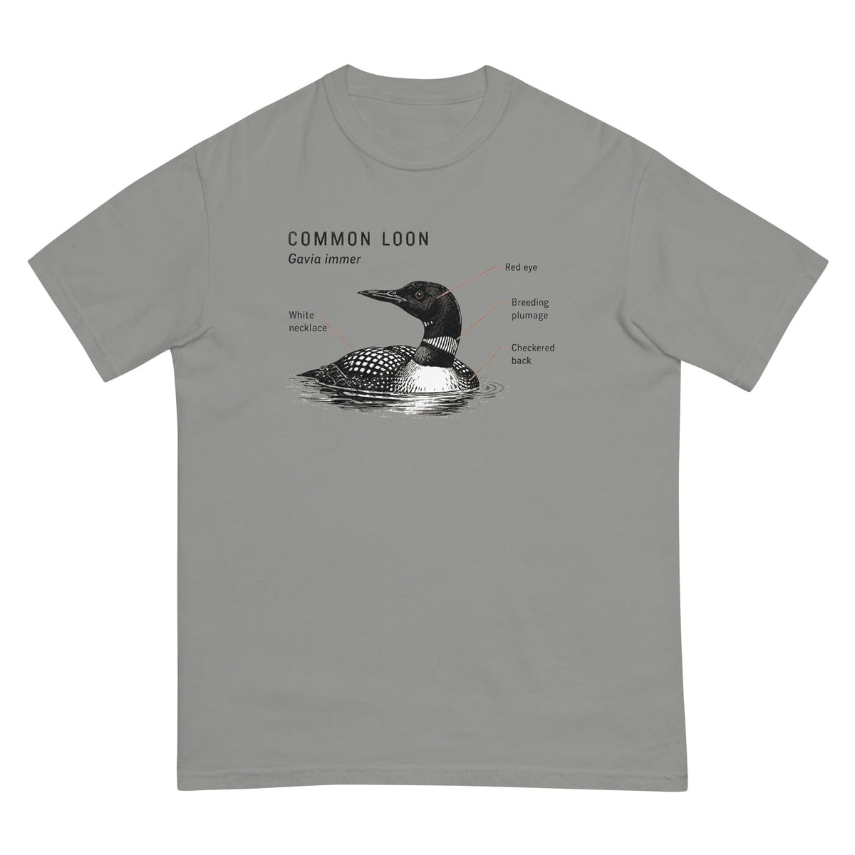 Common Loon T-shirt premium-quality garment detail