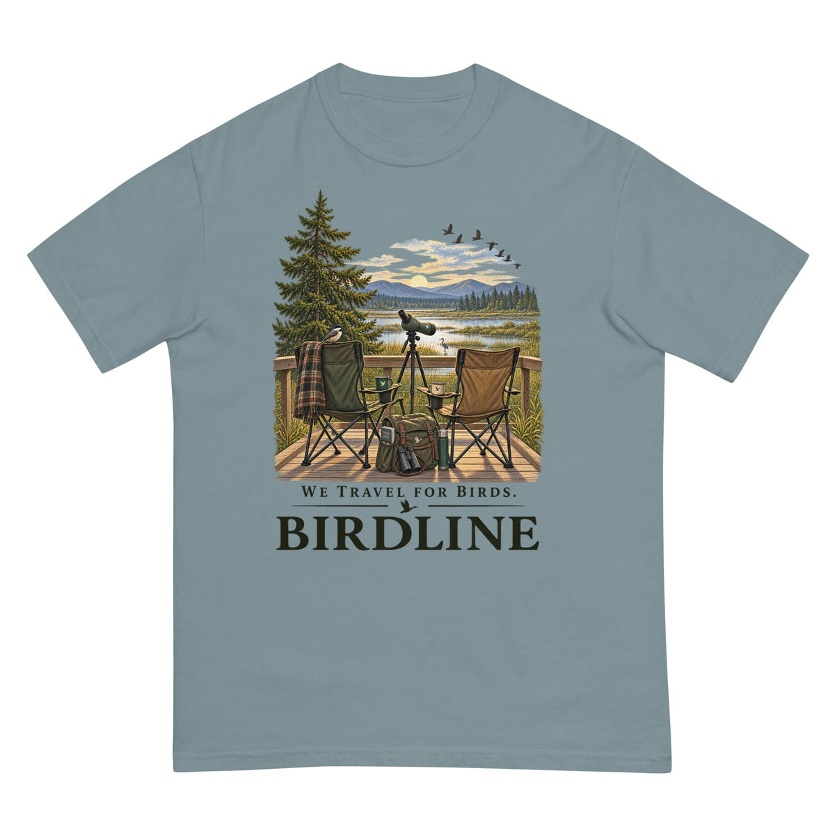 We Travel for Birds T-Shirt premium-quality garment detail