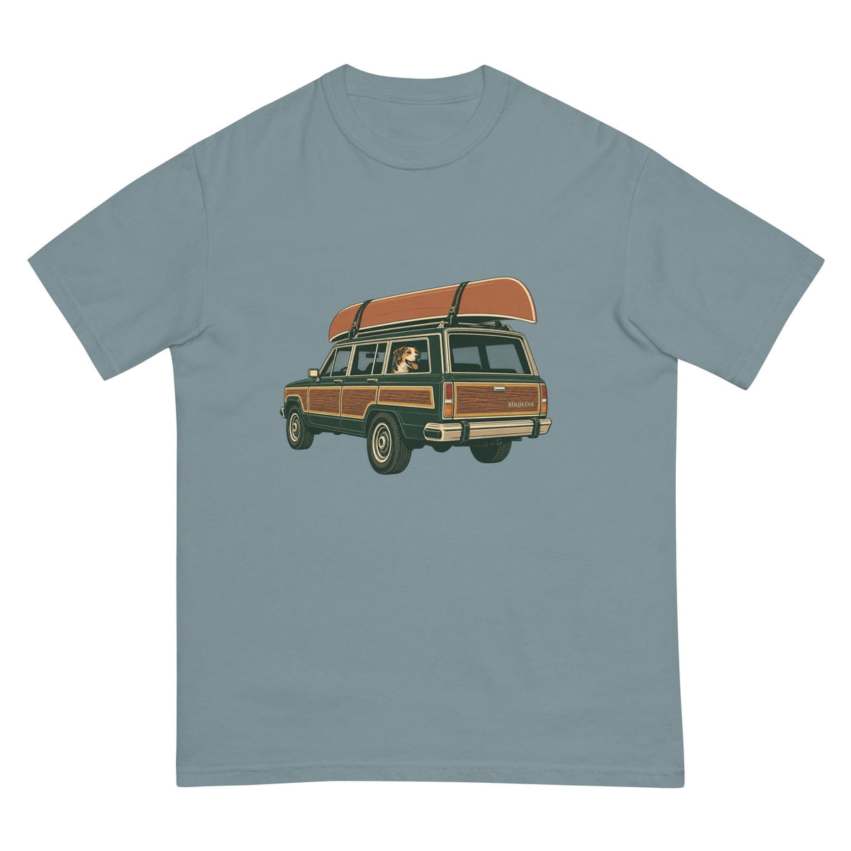 Canoe Wagon and Dog T-Shirt premium-quality garment detail