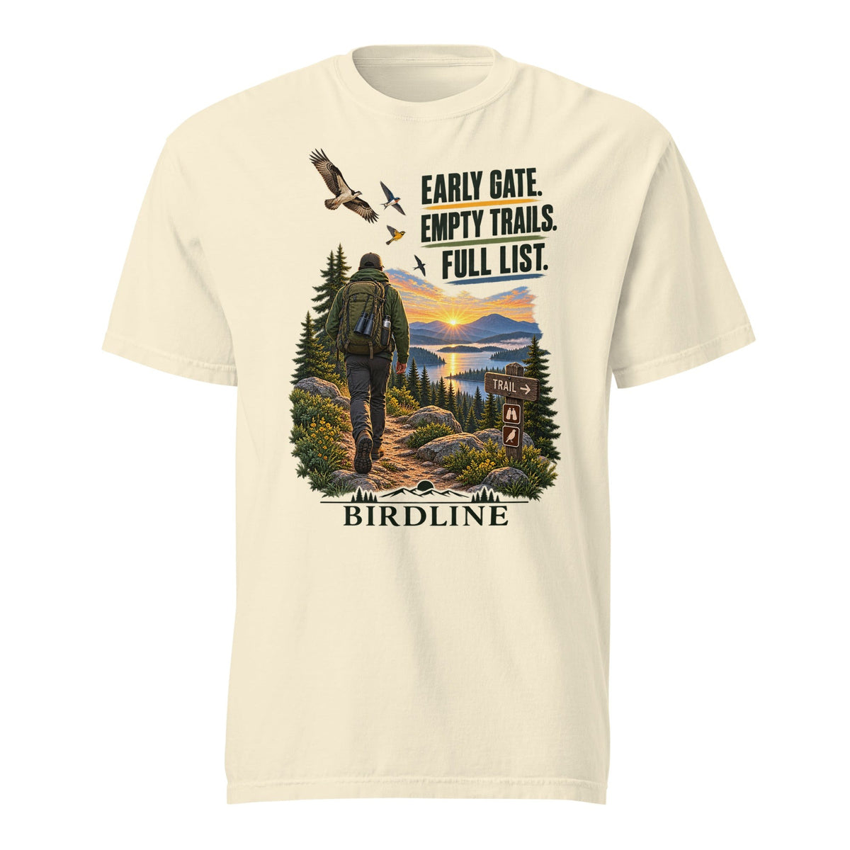 Early Gate Empty Trails Full List T-Shirt premium-quality garment detail