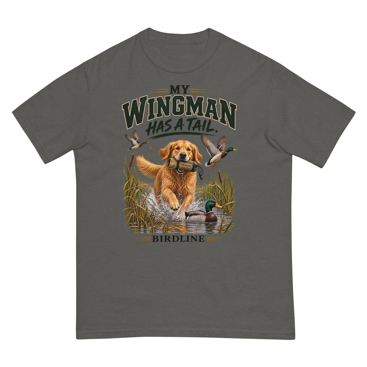 My Wingman Has a Tail T-Shirt premium-quality garment detail