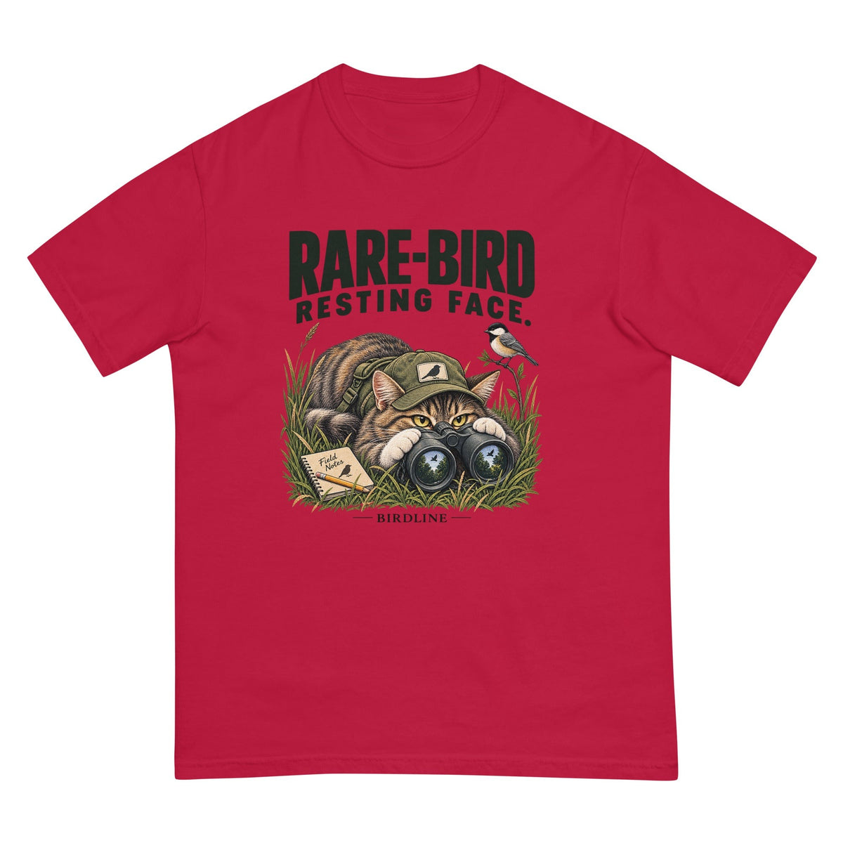 Rare Bird Resting Face Cat T-Shirt premium-quality garment detail