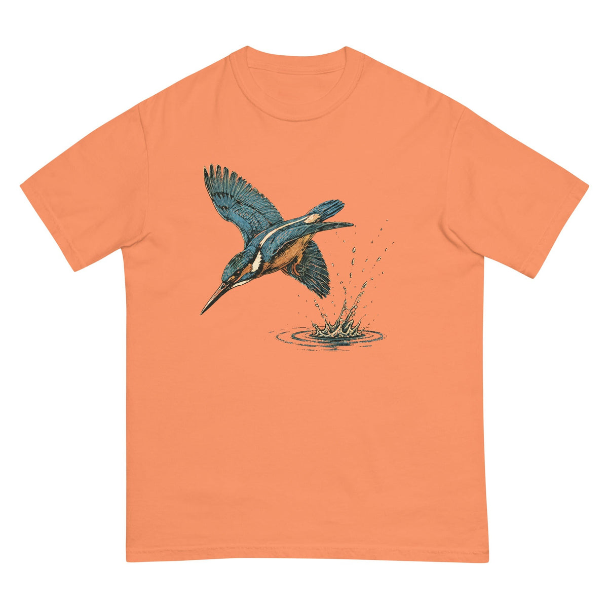 Kingfisher Dive T-shirt premium-quality garment detail