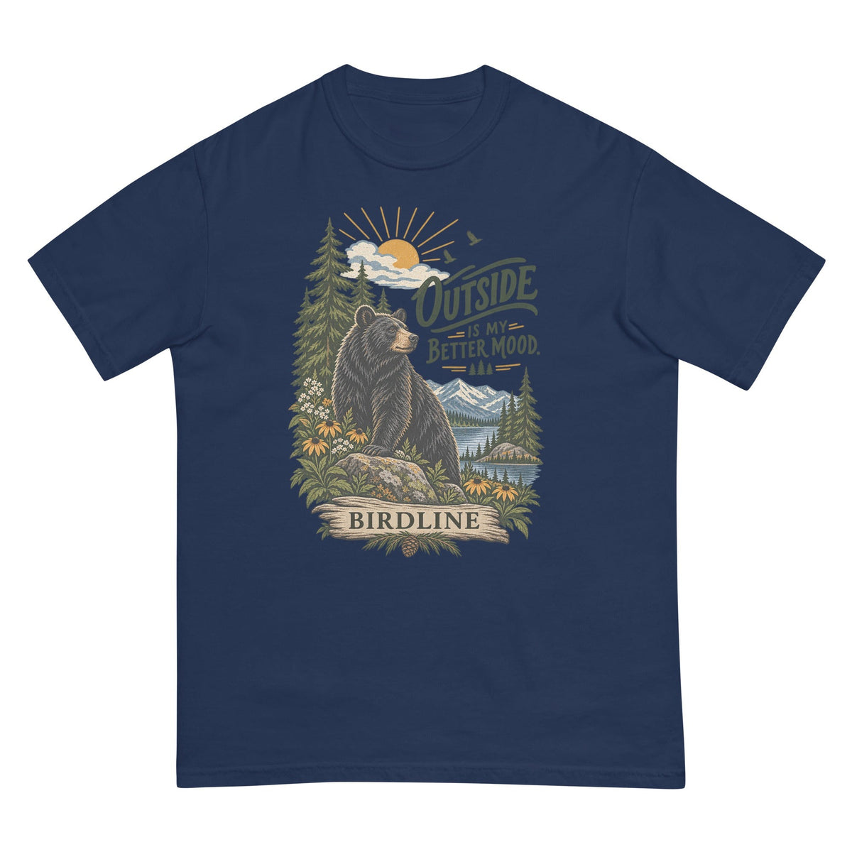 Outside Is My Better Mood Bear T-Shirt premium-quality garment detail