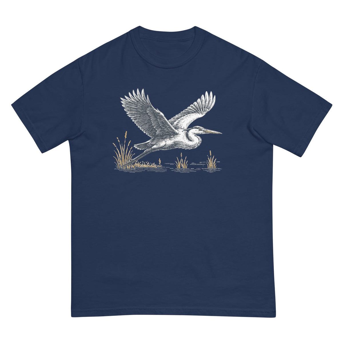 Heron in Flight T-shirt premium-quality garment detail
