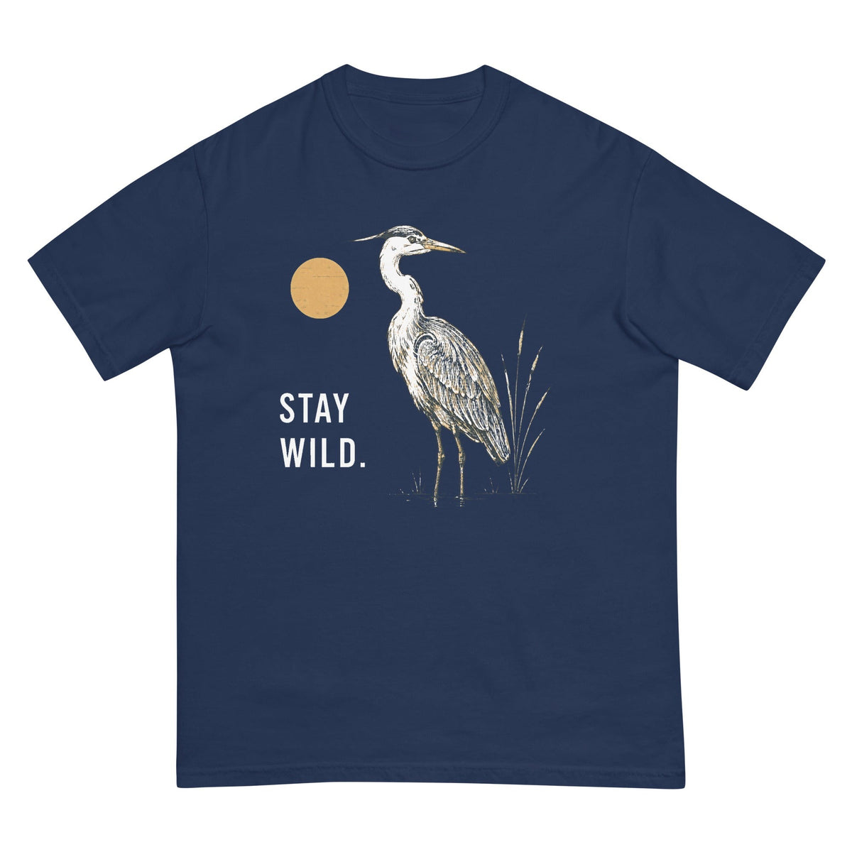 Stay Wild Heron T-shirt premium-quality garment detail