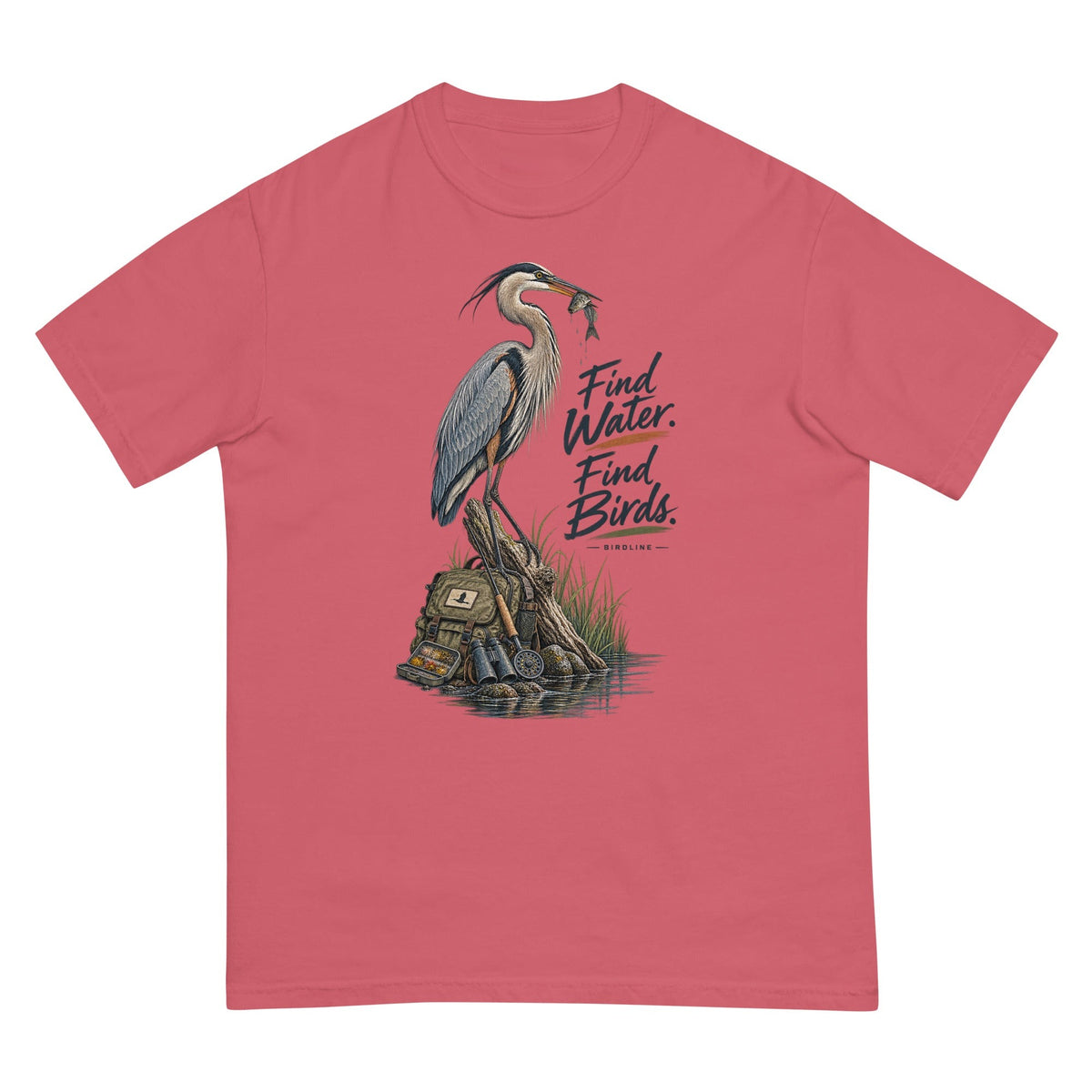 Find Where the Heron Backpack T-Shirt premium-quality garment detail