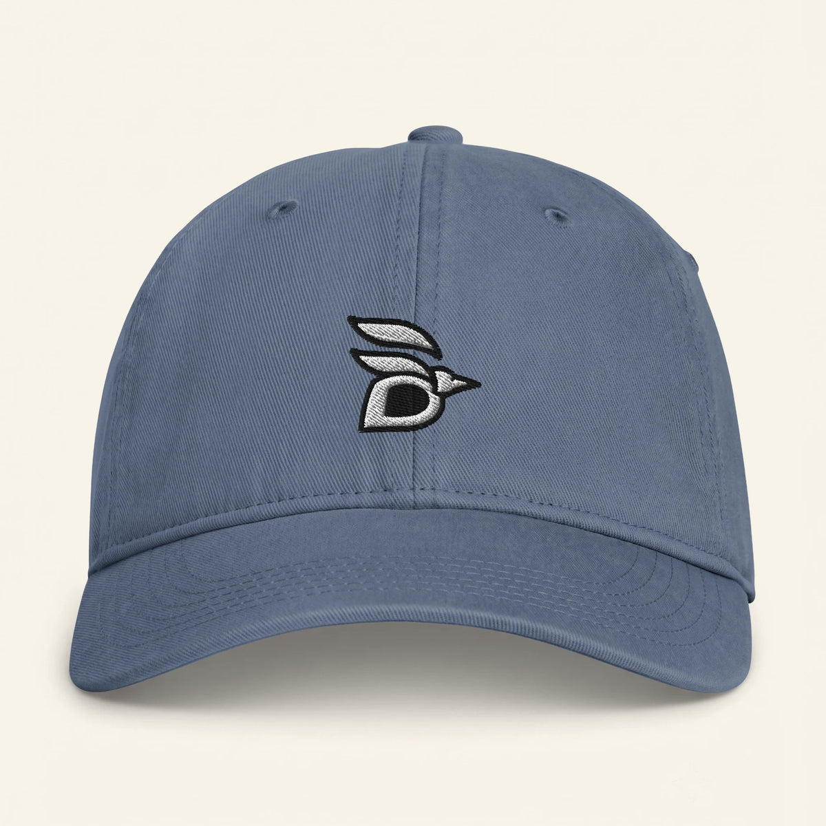 Birdline Logo Washed Cap in Blue Jean, front view