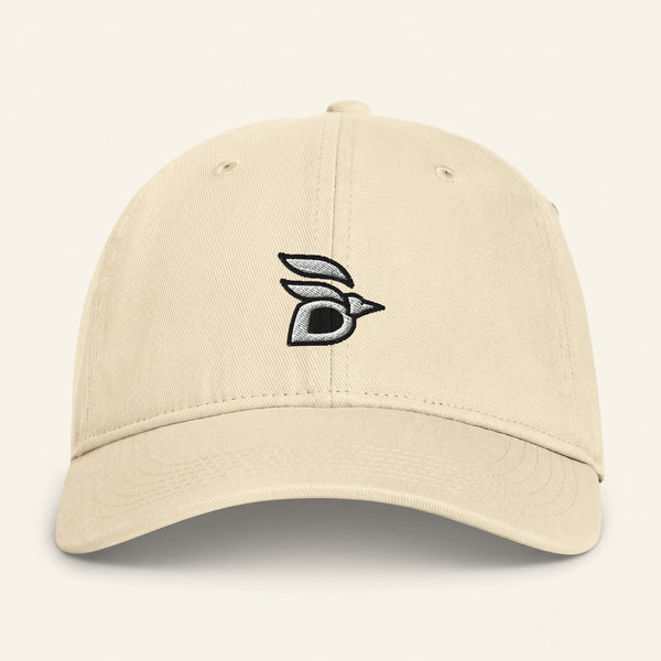 Birdline Logo Washed Cap in Ivory, front view