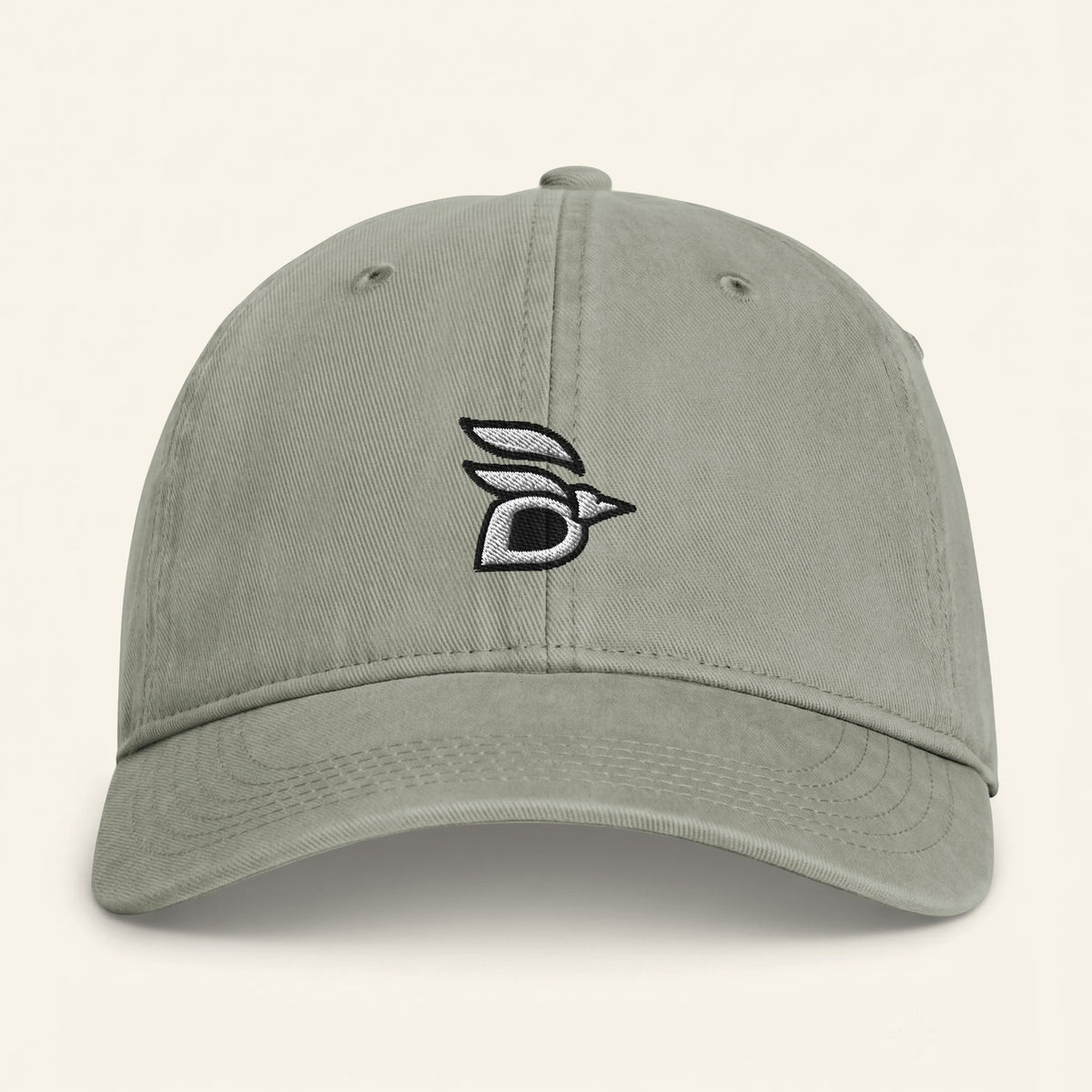 Birdline Logo Washed Cap in Sandstone, front view