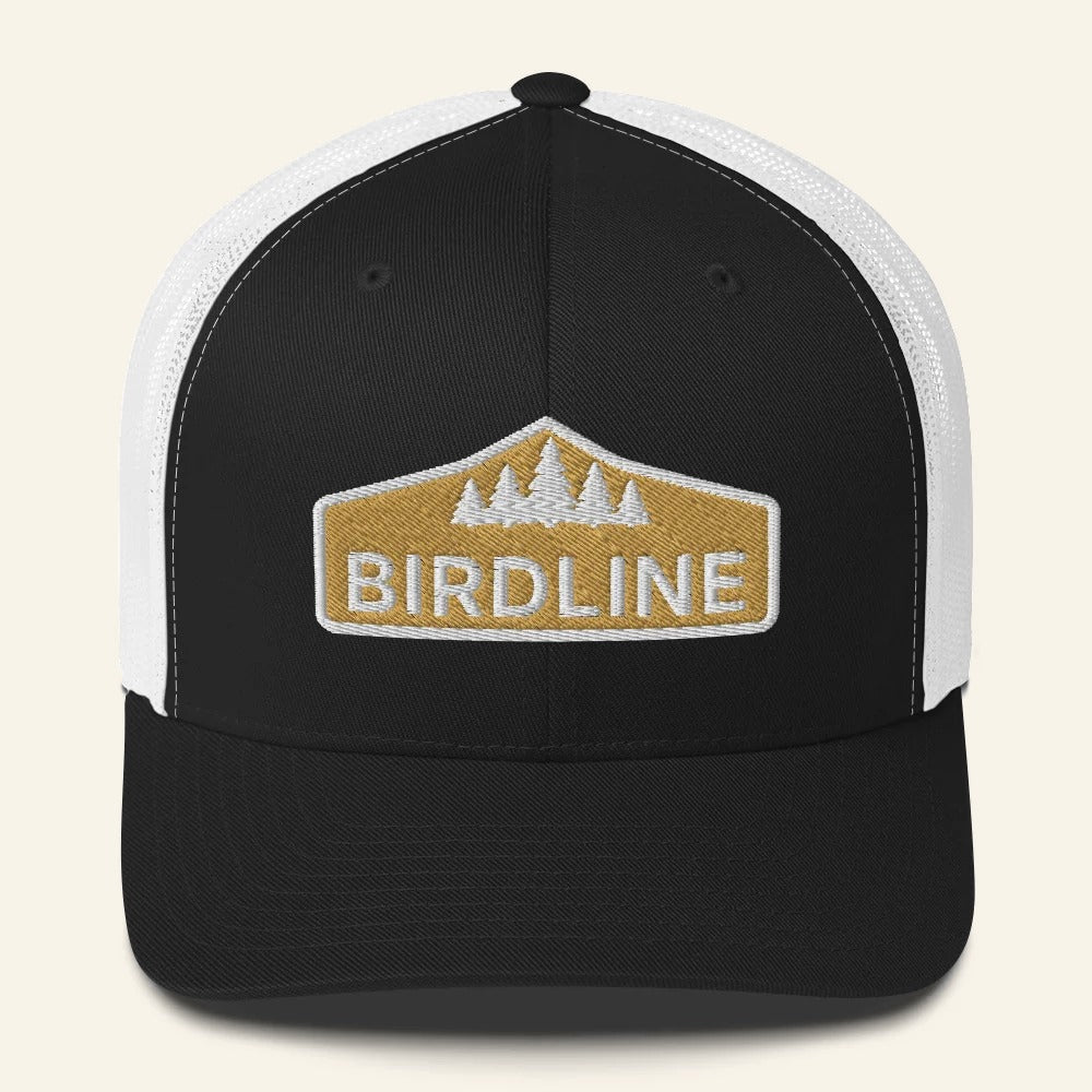 Birdline Golden Treeline Trucker Hat in Black/White, front view