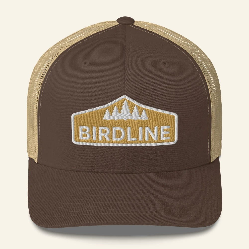 Birdline Golden Treeline Trucker Hat in Brown/Khaki, front view