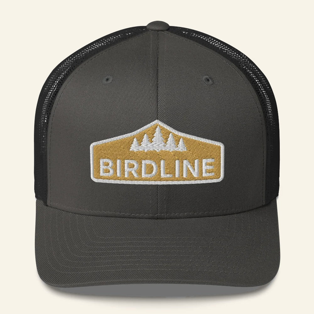 Birdline Golden Treeline Trucker Hat in Charcoal, front view