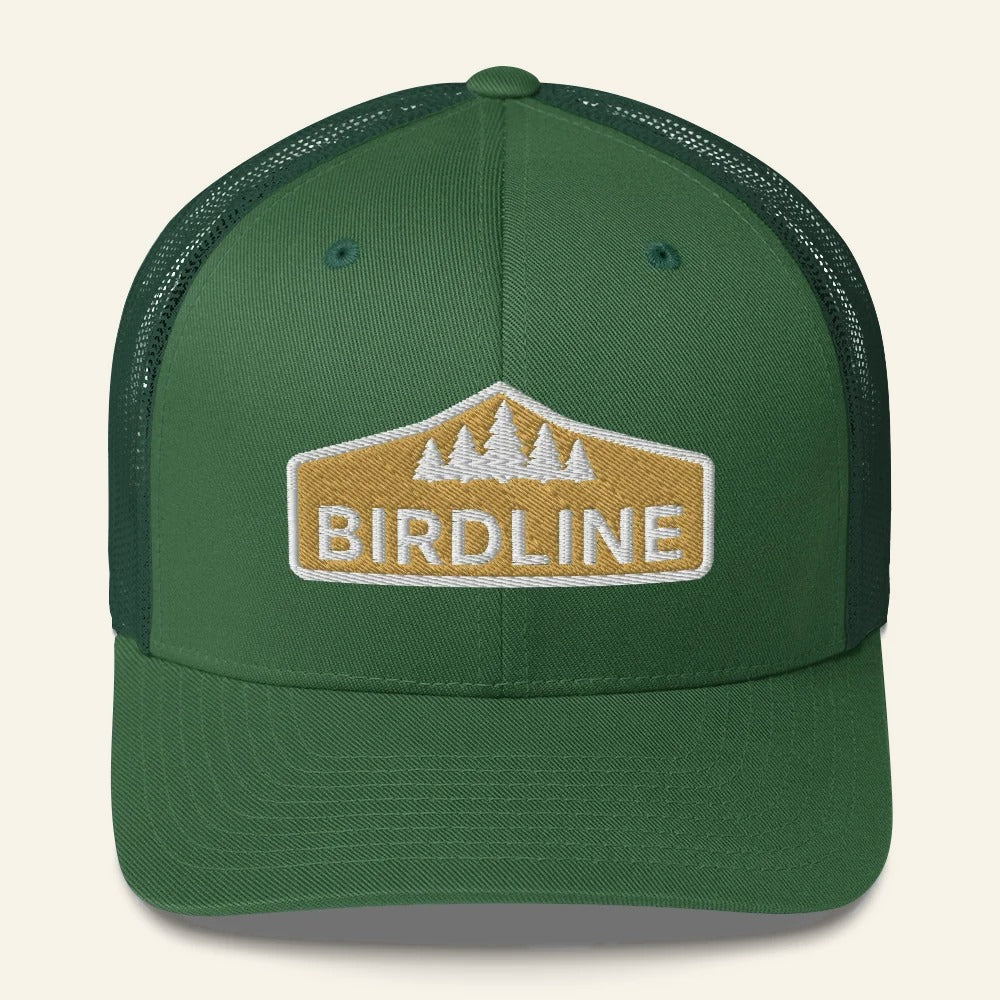 Birdline Golden Treeline Trucker Hat in Evergreen, front view