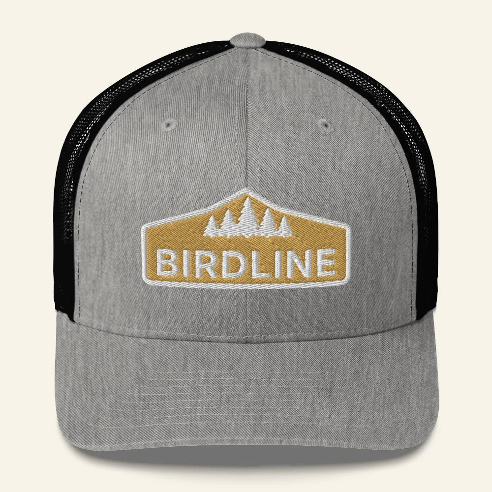 Birdline Golden Treeline Trucker Hat in Heather/Black, front view