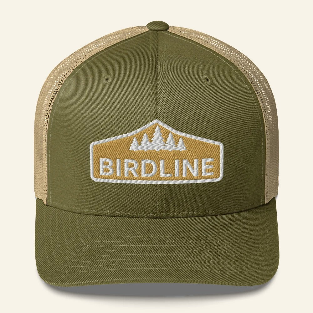 Birdline Golden Treeline Trucker Hat in Moss/Khaki, front view