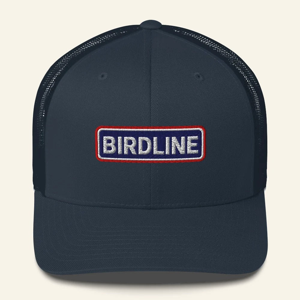 Birdline Heritage Bar Trucker Hat in Navy, front view