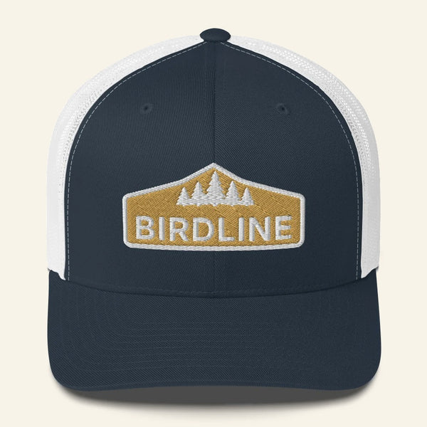 Birdline Golden Treeline Trucker Hat in Navy/ White, front view