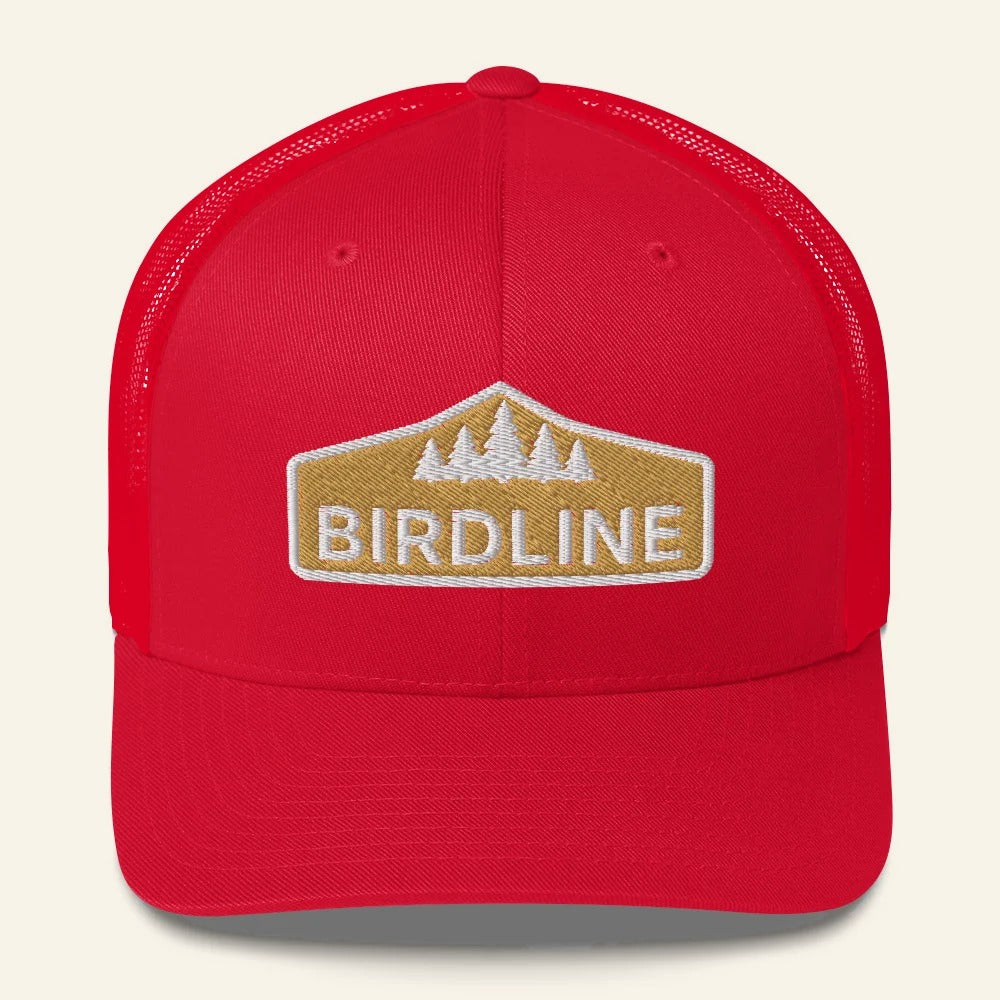 Birdline Golden Treeline Trucker Hat in Red, front view