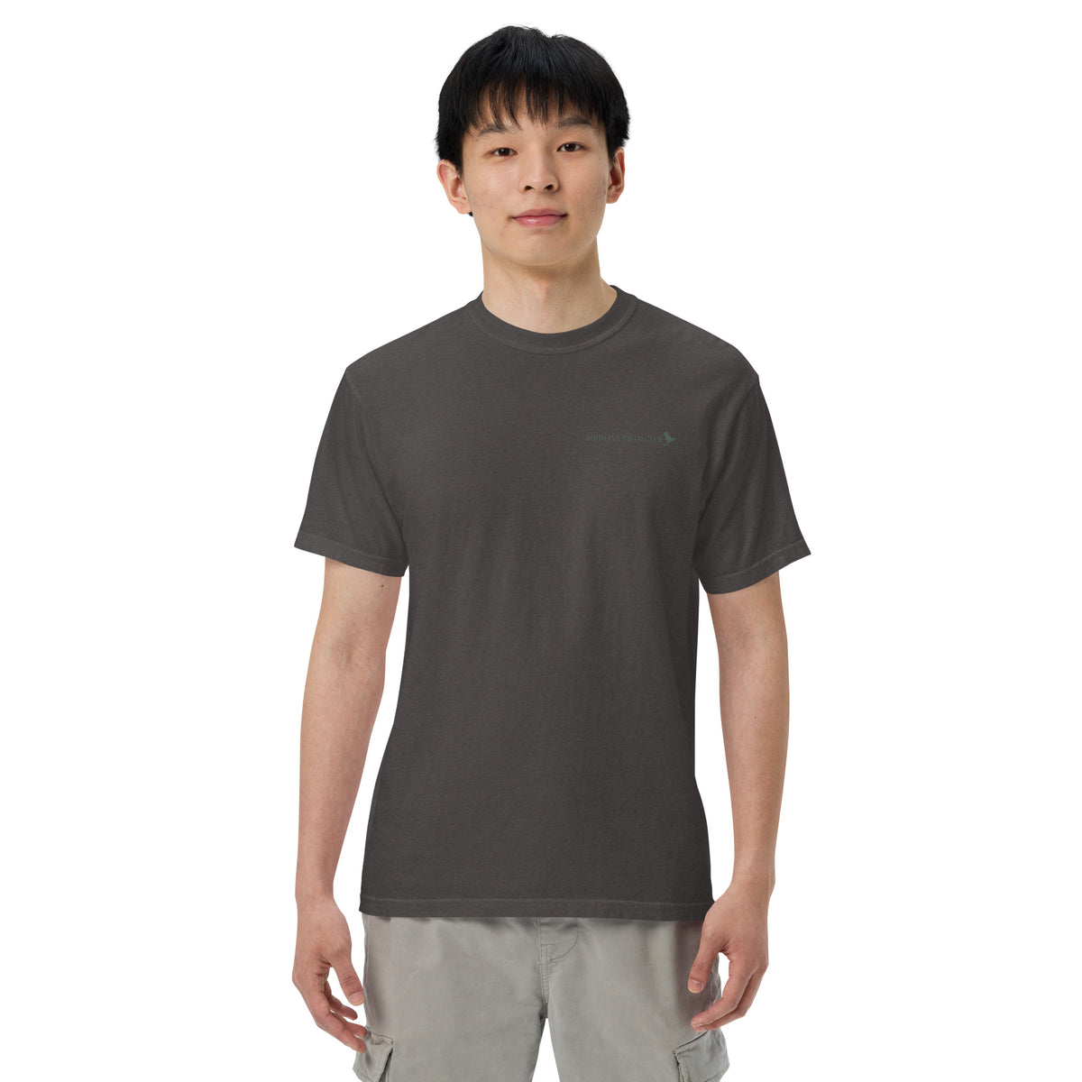 Tonal Minimal T-shirt in Graphite, front view premium-quality garment detail
