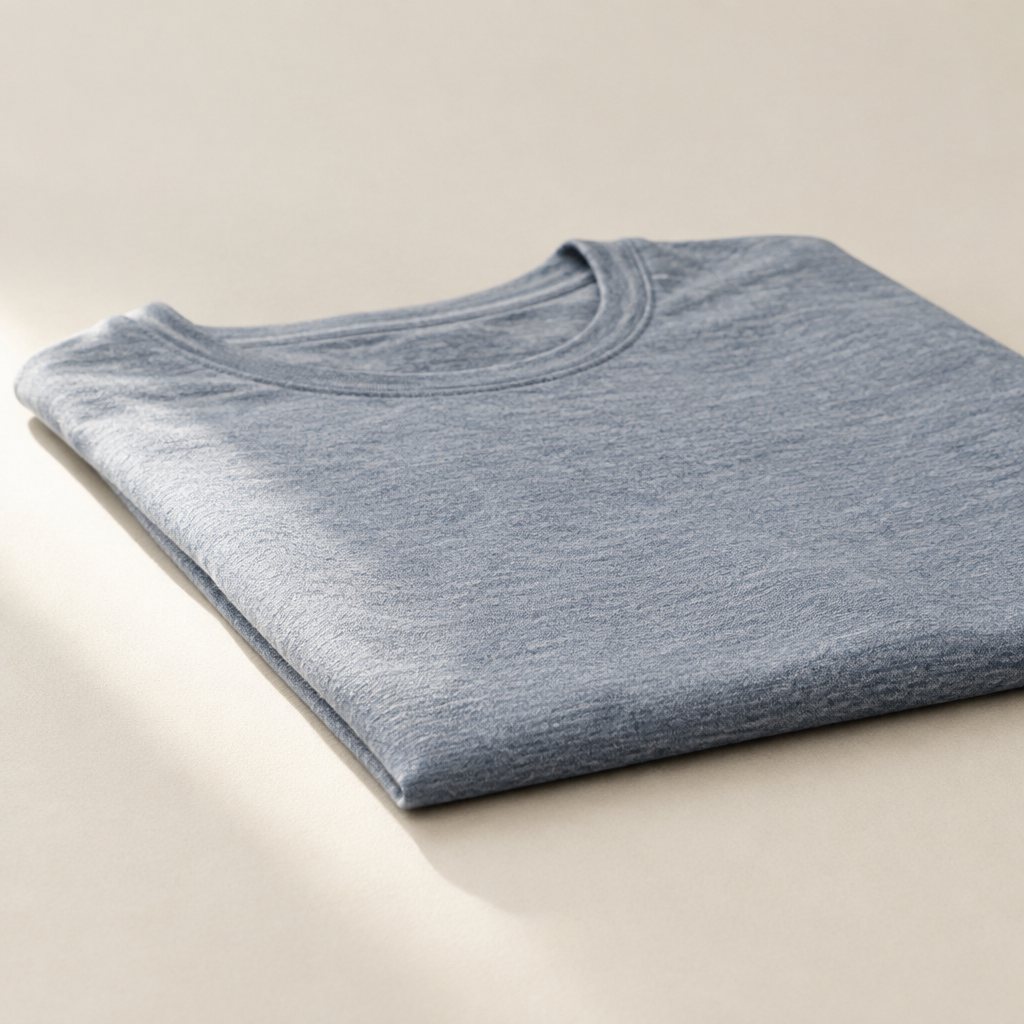 Folded lightweight ring-spun cotton tee showing a slim folded edge