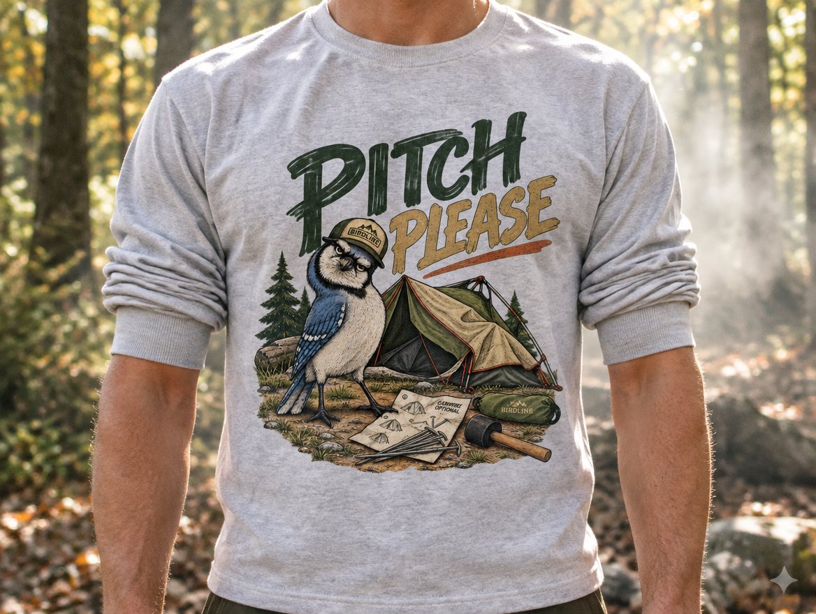 Pitch Please long sleeve worn with the sleeves pushed up in morning light
